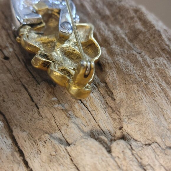 Brooch Pin Vintage Danecraft Cornucopia Gold Silver Toned Collectible Costume - Picture 5 of 10